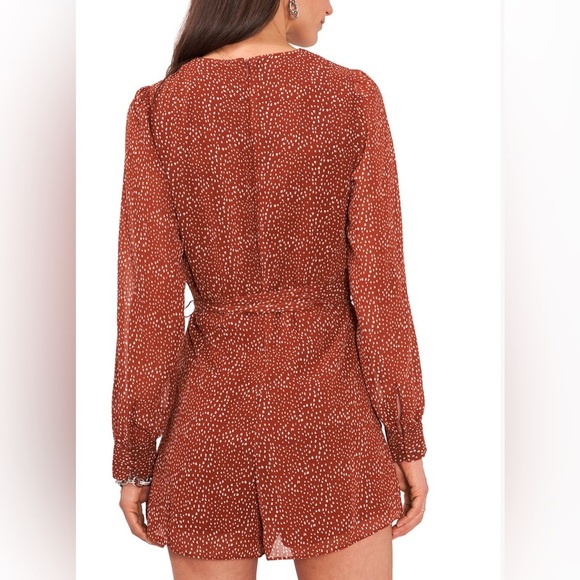 1. STATE Brown with white specks long chiffon sleeve romper size M. - Picture 2 of 14